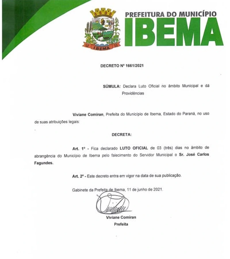 decreto luto ibema