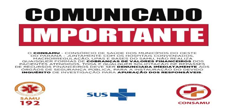  CONSAMU: emite alerta sobre cobranças indevidas em atendimento à Saúde