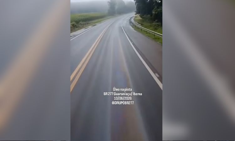 ALERTA: Derramamento de óleo na BR-277 mobiliza motoristas na região de Guaraniaçu