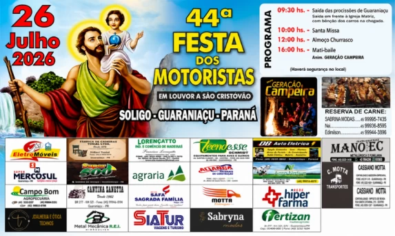 Com bênção de veículos e mati-baile, Comunidade do Soligo promove a 44ª Festa dos Motoristas em Guaraniaçu