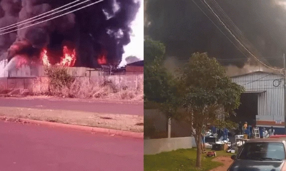 Incêndio de grandes proporções destrói fábrica em Assis Chateaubriand