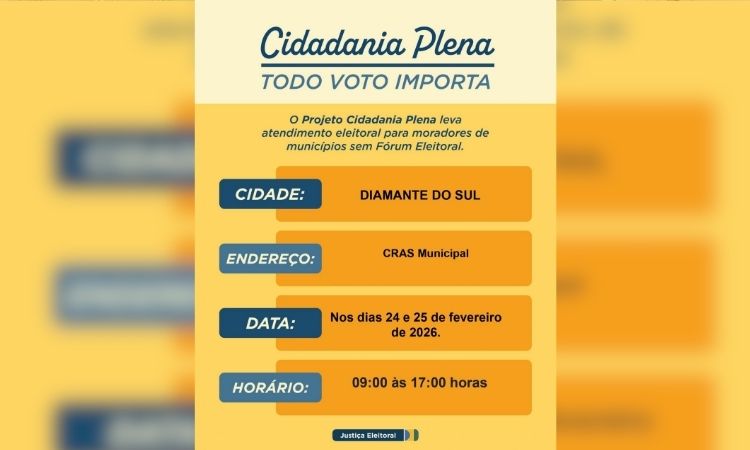 Justiça Eleitoral em Diamante do Sul: Projeto Cidadania Plena realiza mutirão de atendimento nos dias 24 e 25