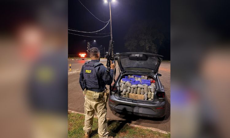 Perseguição na BR-277: PRF apreende quase meia tonelada de maconha em carro clonado após fuga em Santa Terezinha de Itaipu