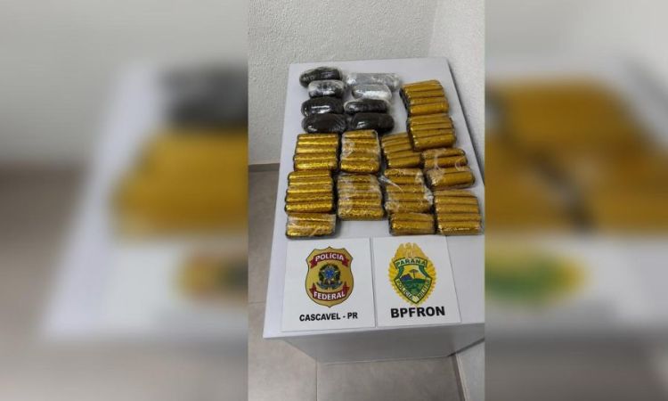 PM e Polícia Federal apreendem mais de 1,1 tonelada de drogas e prendem quatro pessoas no Oeste do Paraná
